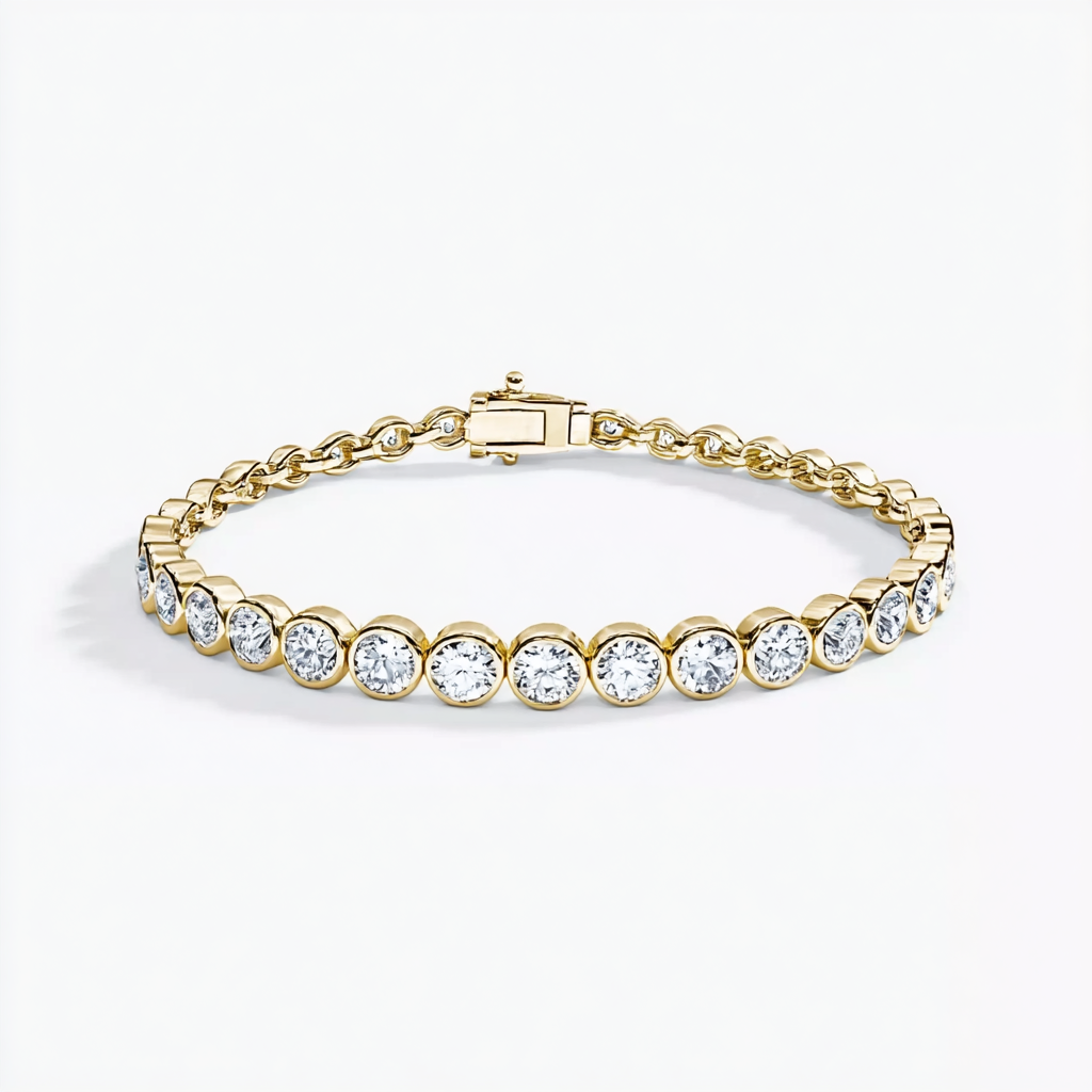 Bezel Set Round Diamond Tennis Bracelet
