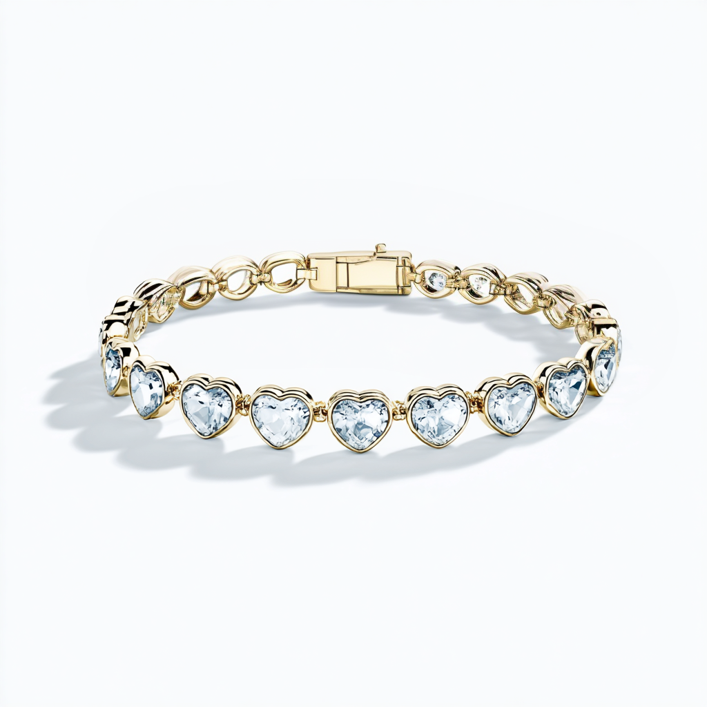 Bezel Set Heart Shaped Diamond Tennis Bracelet