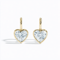 Bezel Set Heart Shaped Diamond French Hook Earrings