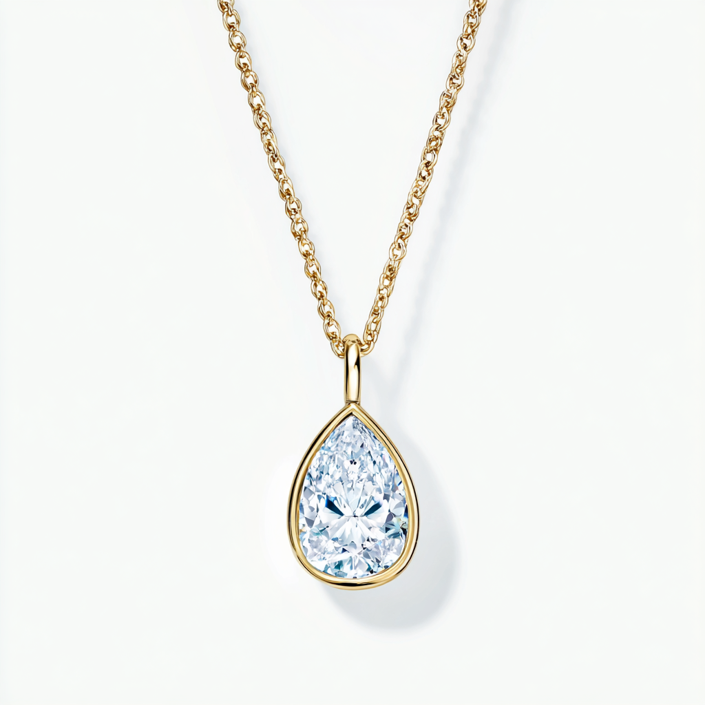 Bezel Set Pear Shaped Diamond Necklace