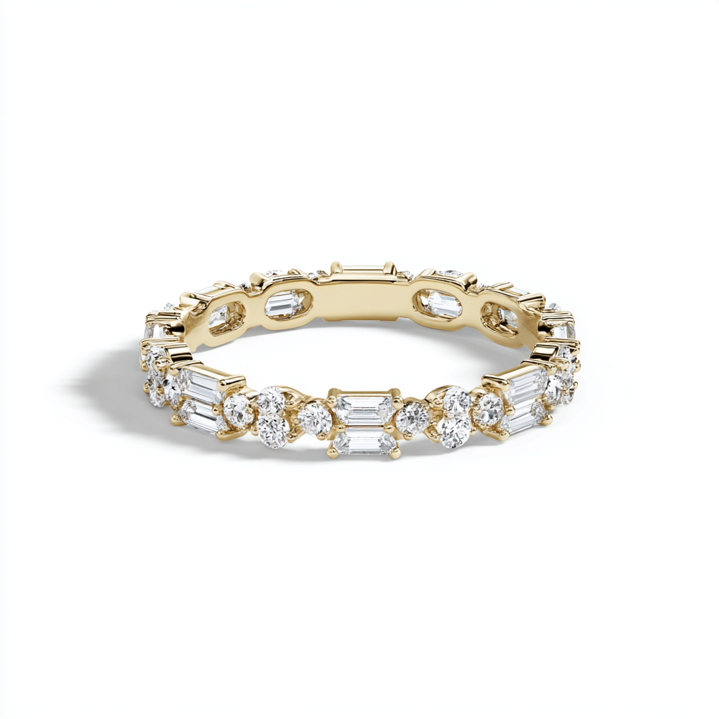 Dainty Mixed Cut Cluster Diamond Eternity Ring