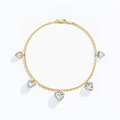 Large Bezel Set Heart Shaped Diamond Charm Bracelet