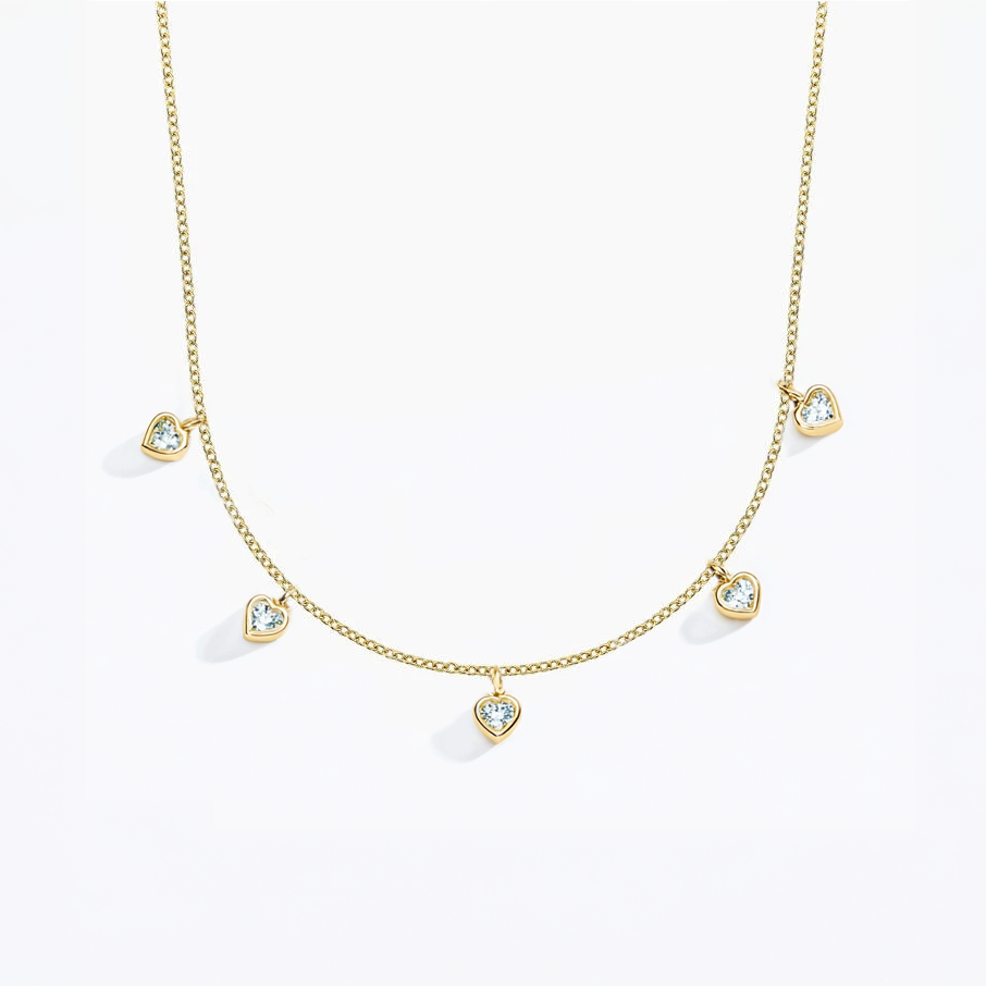Bezel Set Heart Shaped Diamond Charm Necklace