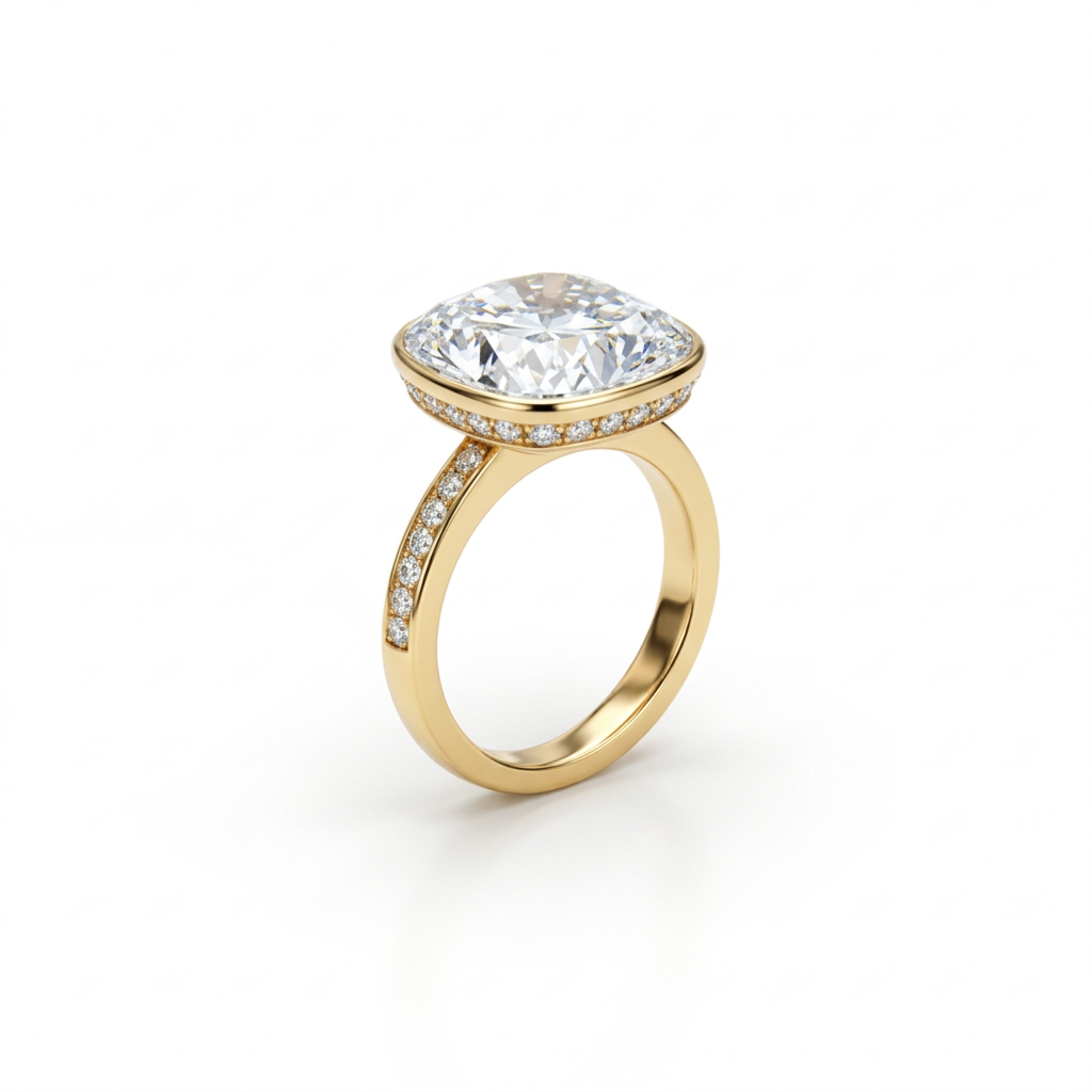 Cushion Bezel Pavé Statement Ring