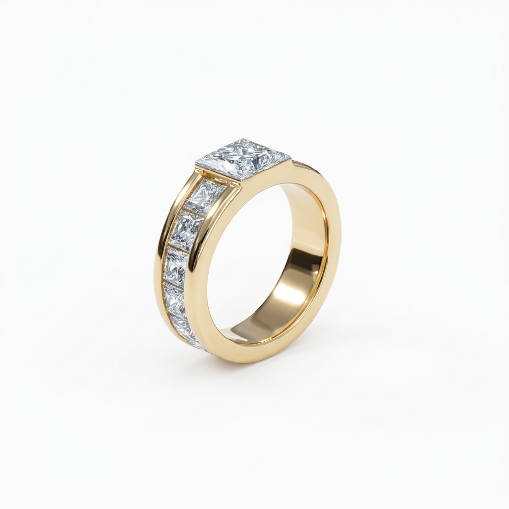 Princess Channel-Set Wide Band Ring