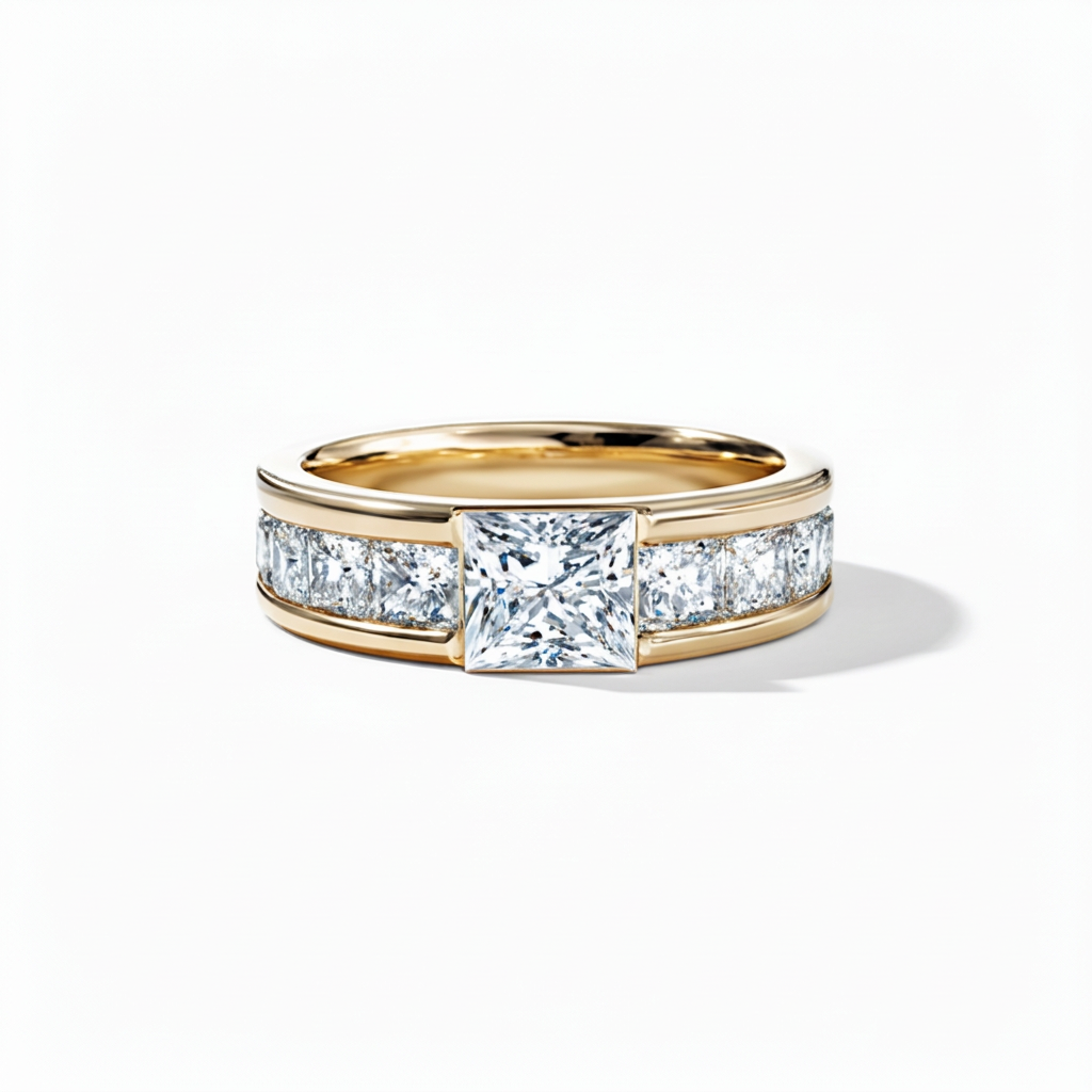 Princess Channel-Set Wide Band Ring