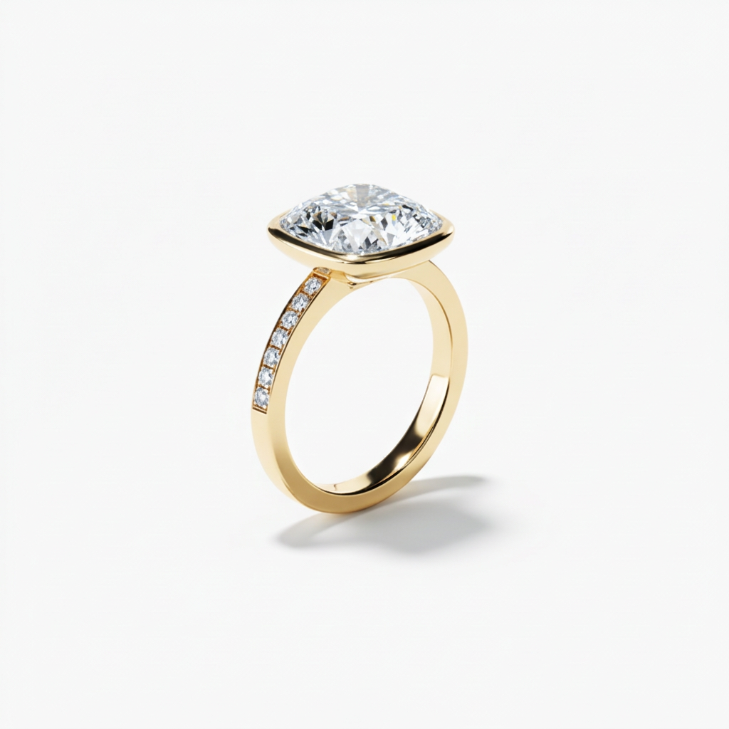 Cushion Bezel Pavé Accent Ring