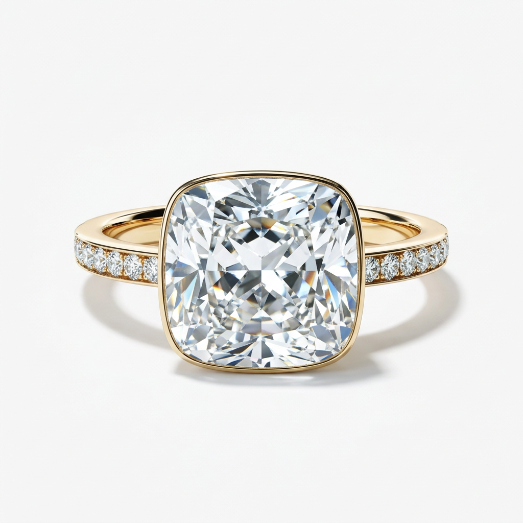 Cushion Bezel Pavé Accent Ring
