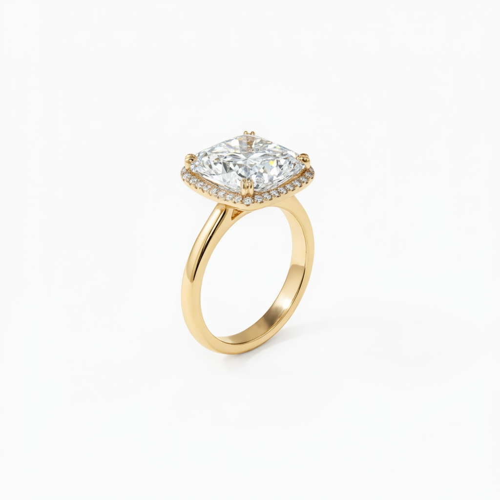 Radiant Halo Engagement Ring
