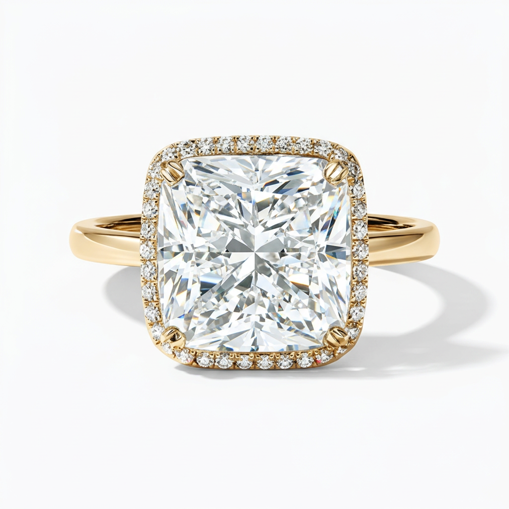 Radiant Halo Engagement Ring