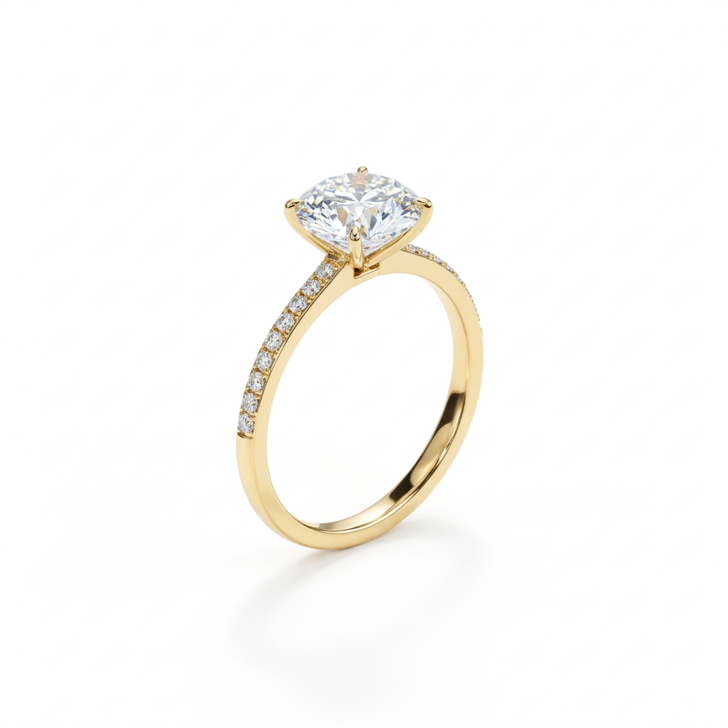 Round Brilliant Pavé Solitaire
