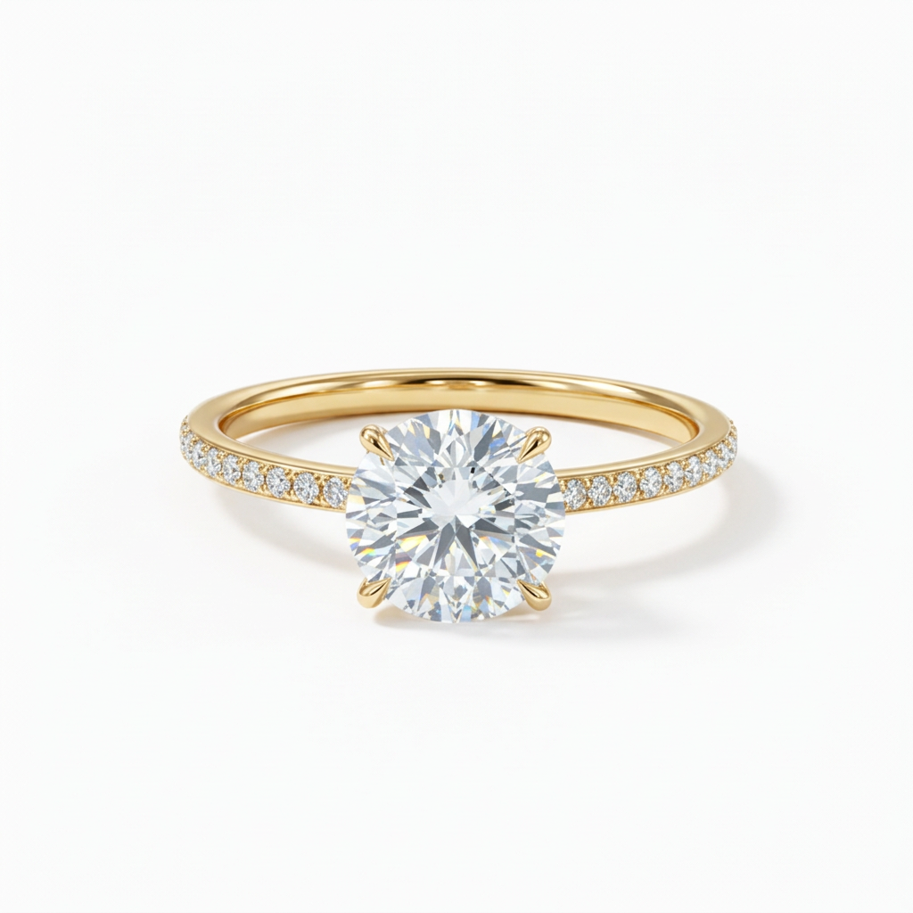 Round Brilliant Pavé Solitaire