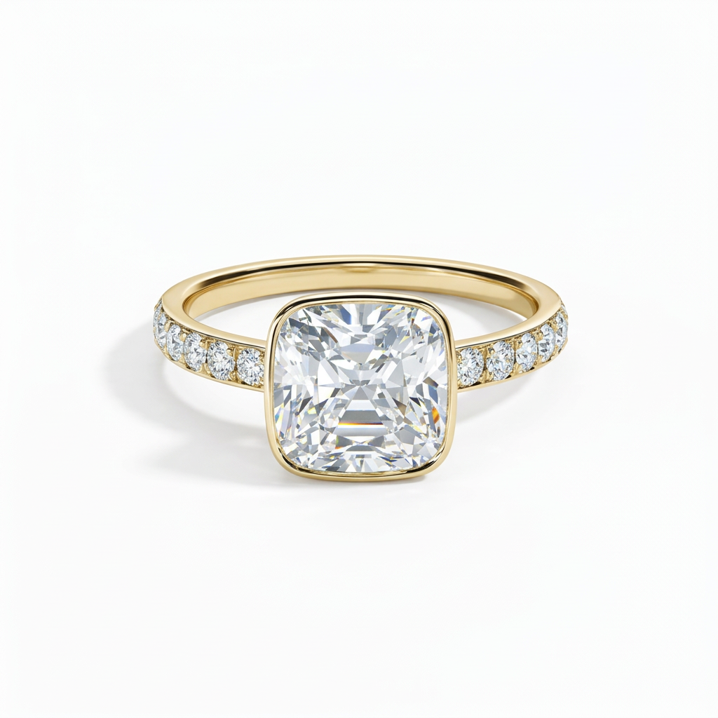 Cushion Bezel Pavé Band Ring
