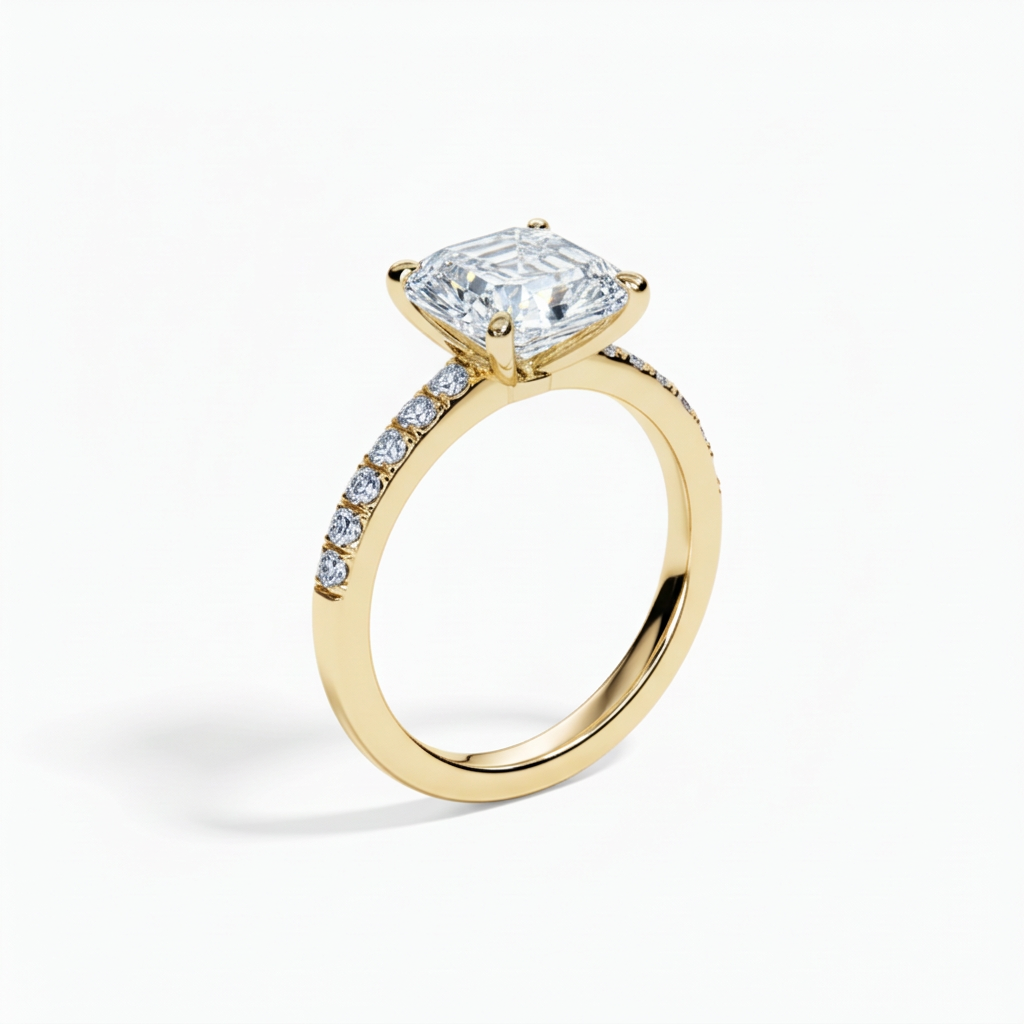 Asscher Cut Pavé Solitaire