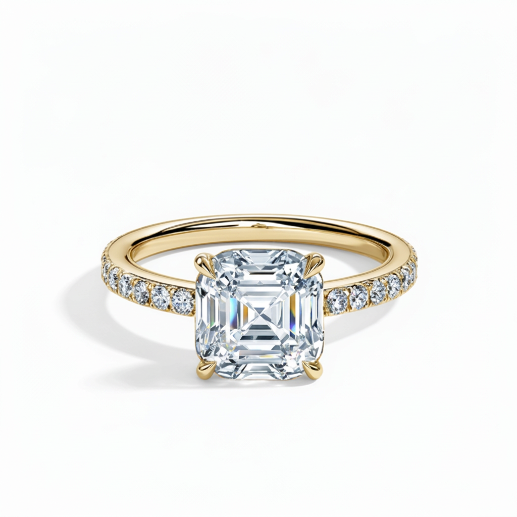 Asscher Cut Pavé Solitaire