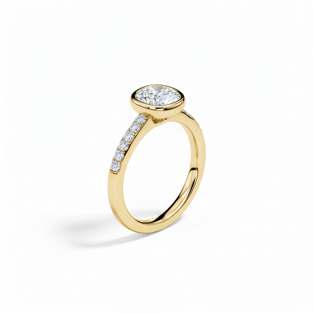 Grand Cushion Bezel Pavé Ring