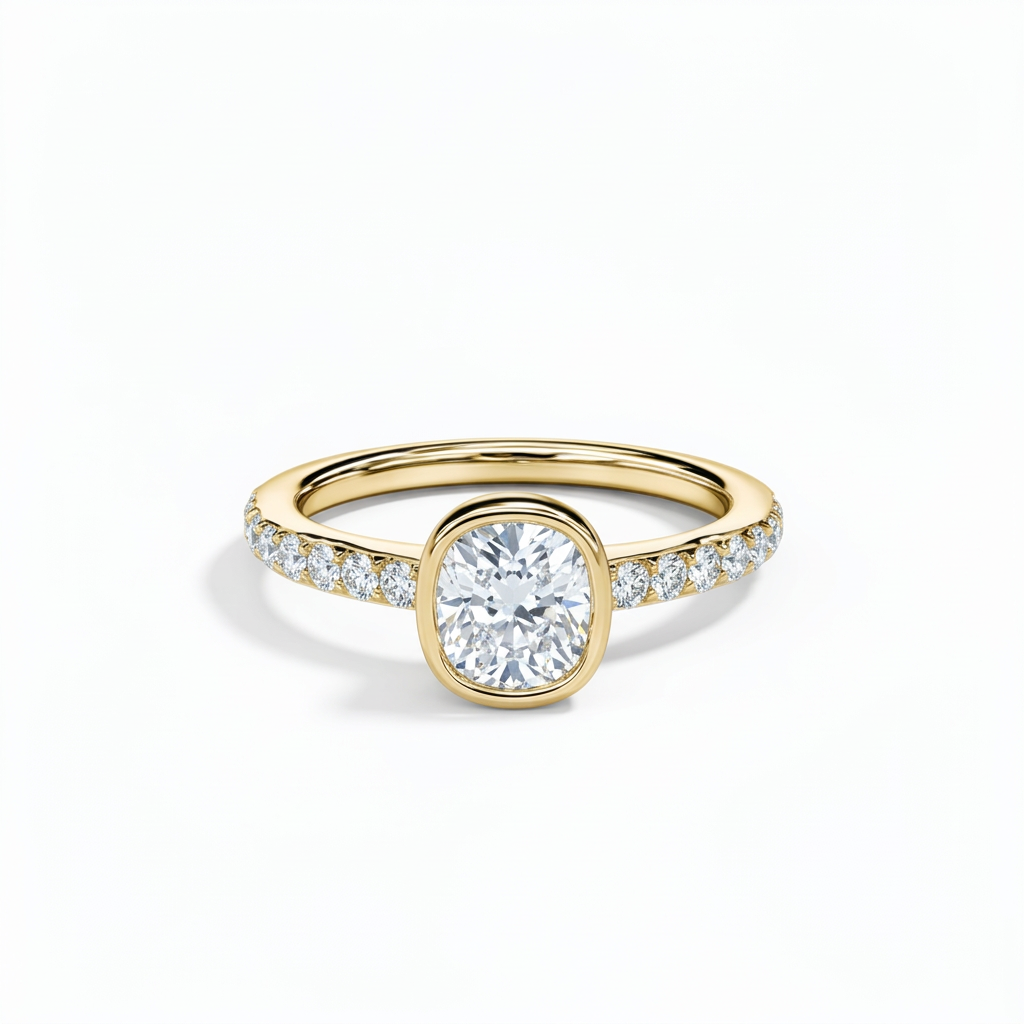 Grand Cushion Bezel Pavé Ring