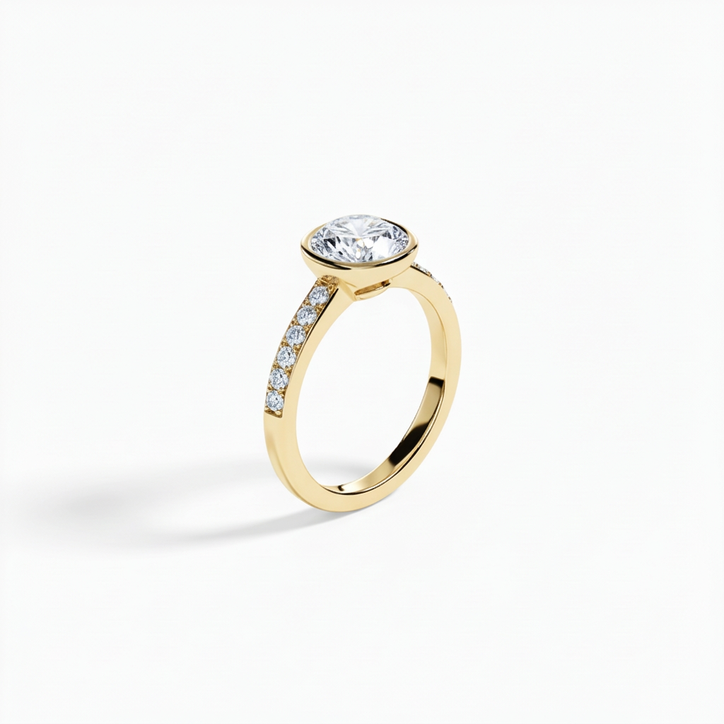 Round Bezel Channel Band Ring