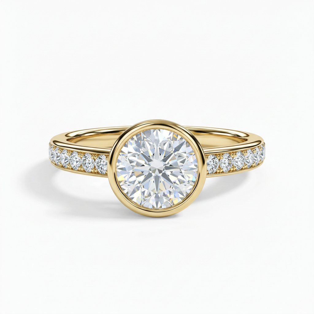 Round Bezel Channel Band Ring