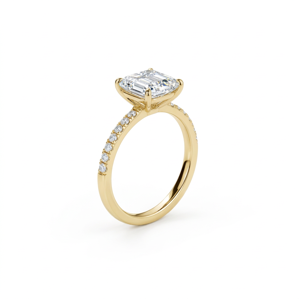 Elegant Emerald Pavé Solitaire