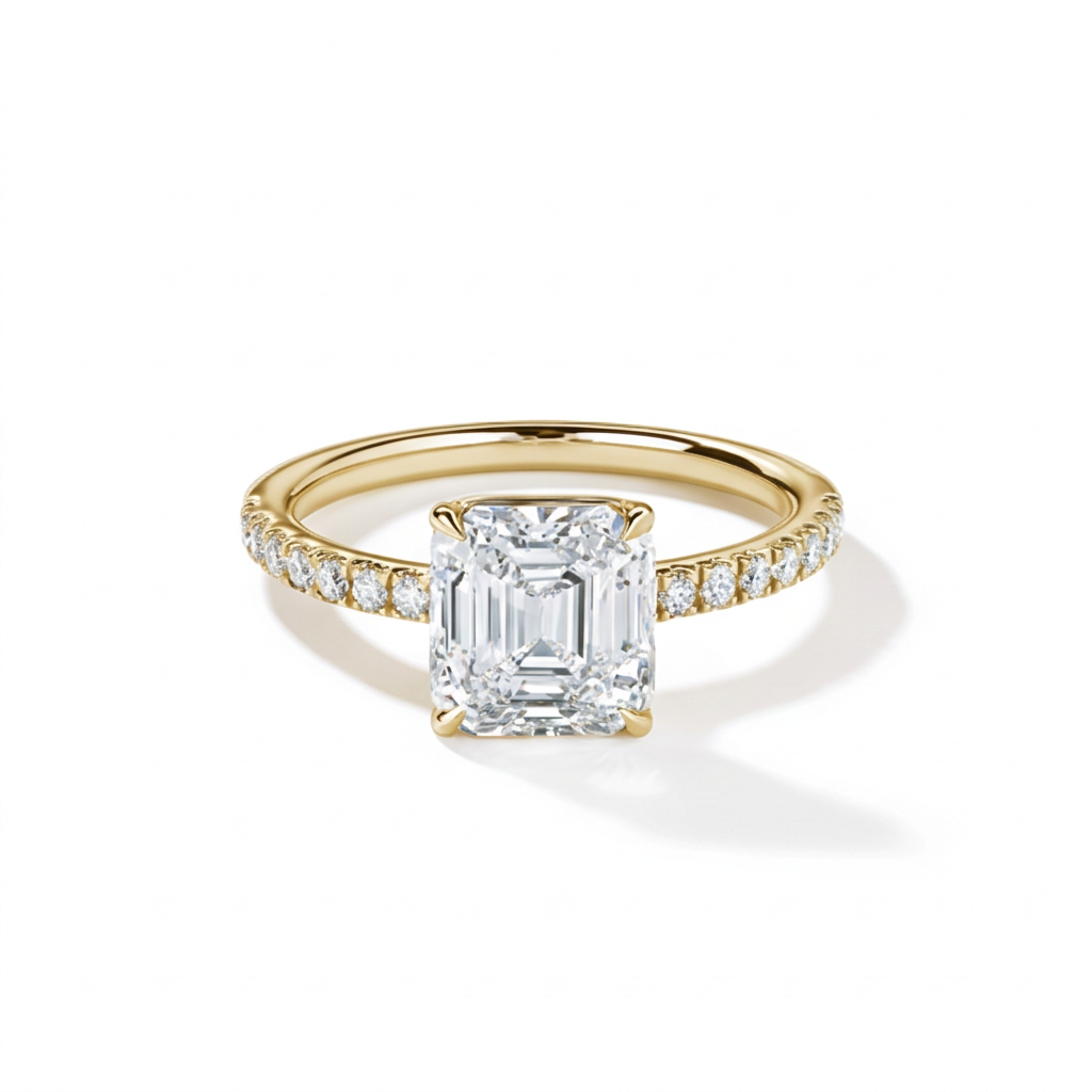 Elegant Emerald Pavé Solitaire