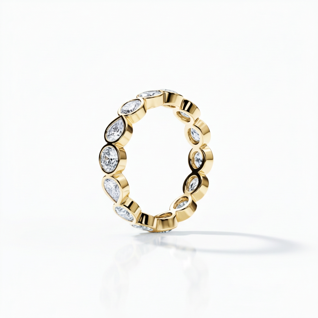 Pear & Round Bezel Eternity Band