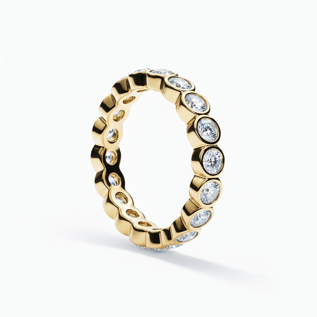 Scalloped Bezel Half-Eternity Band