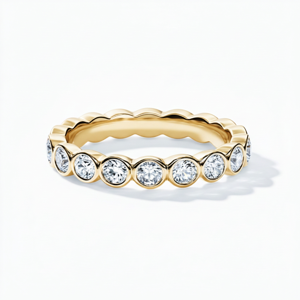 Scalloped Bezel Half-Eternity Band