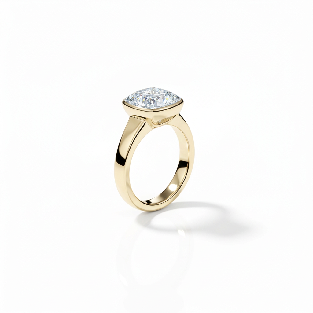 Cushion Bezel Modern Solitaire