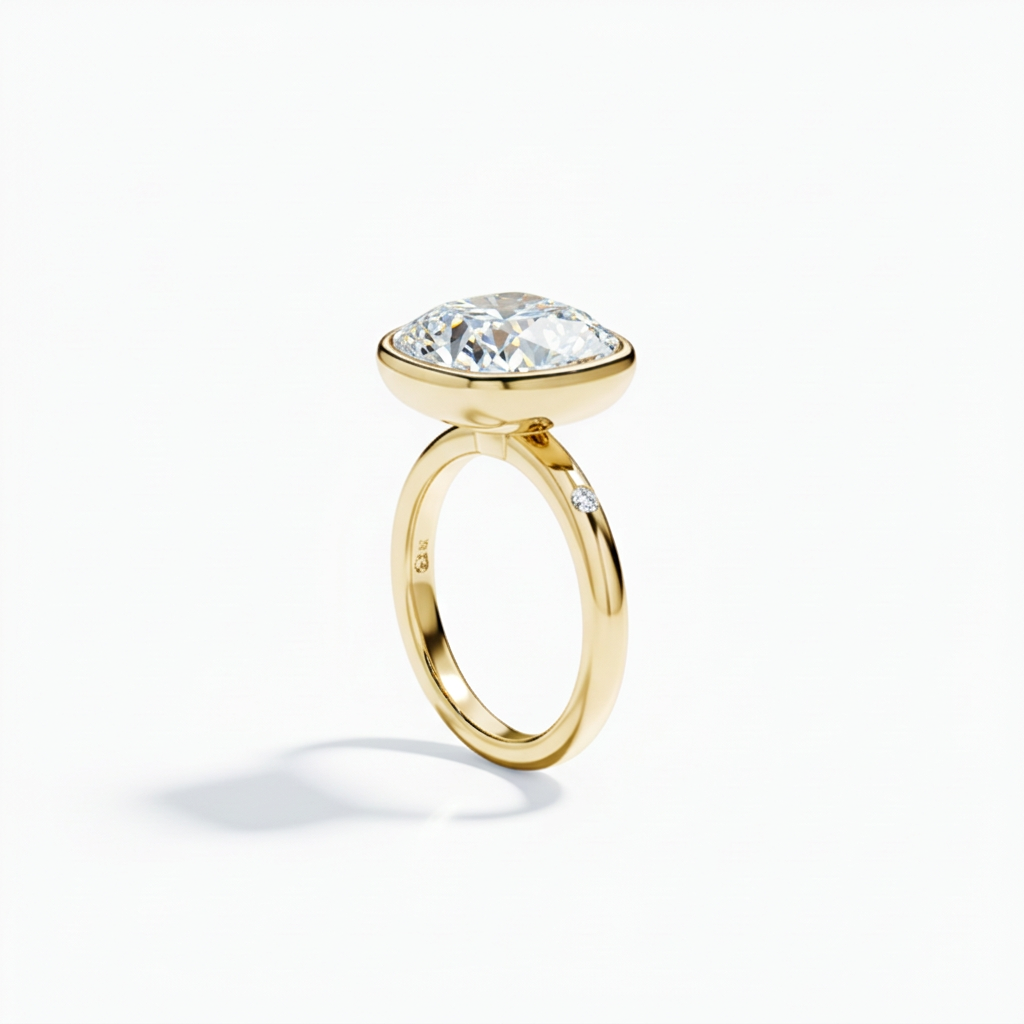 Cushion Bezel Diamond Accent Solitaire