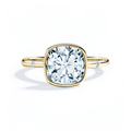 Cushion Bezel Diamond Accent Solitaire