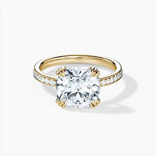 Cushion Claw Prong Pavé Engagement Ring