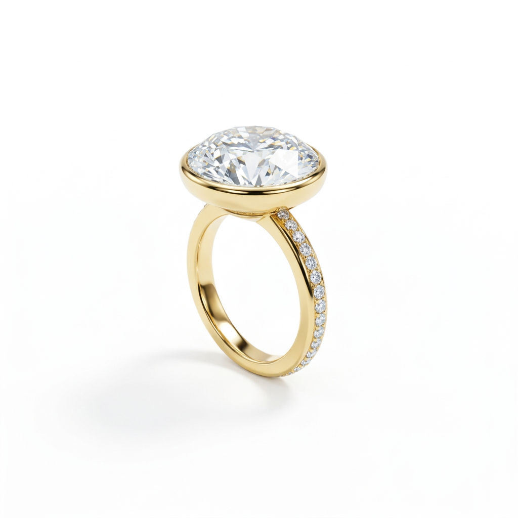 Round Bezel Pavé Solitaire