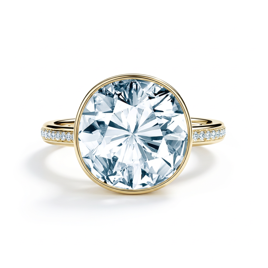 Round Bezel Pavé Solitaire