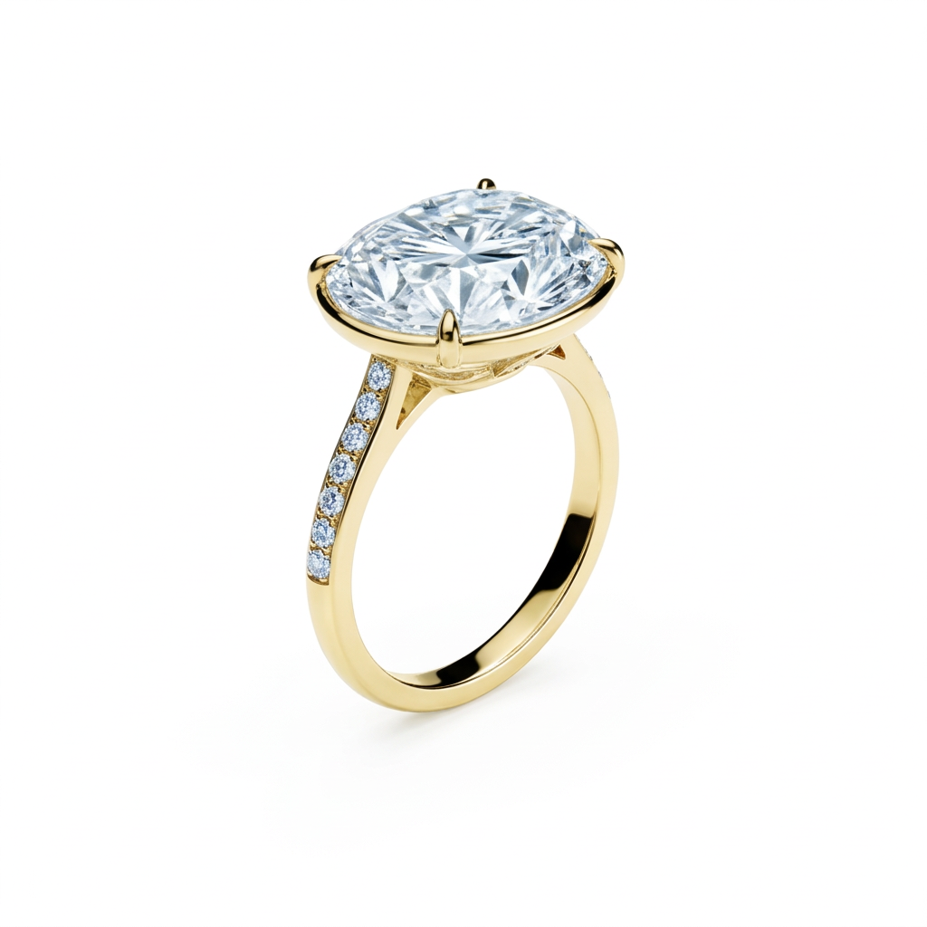 Oval Bezel Pavé Engagement Ring