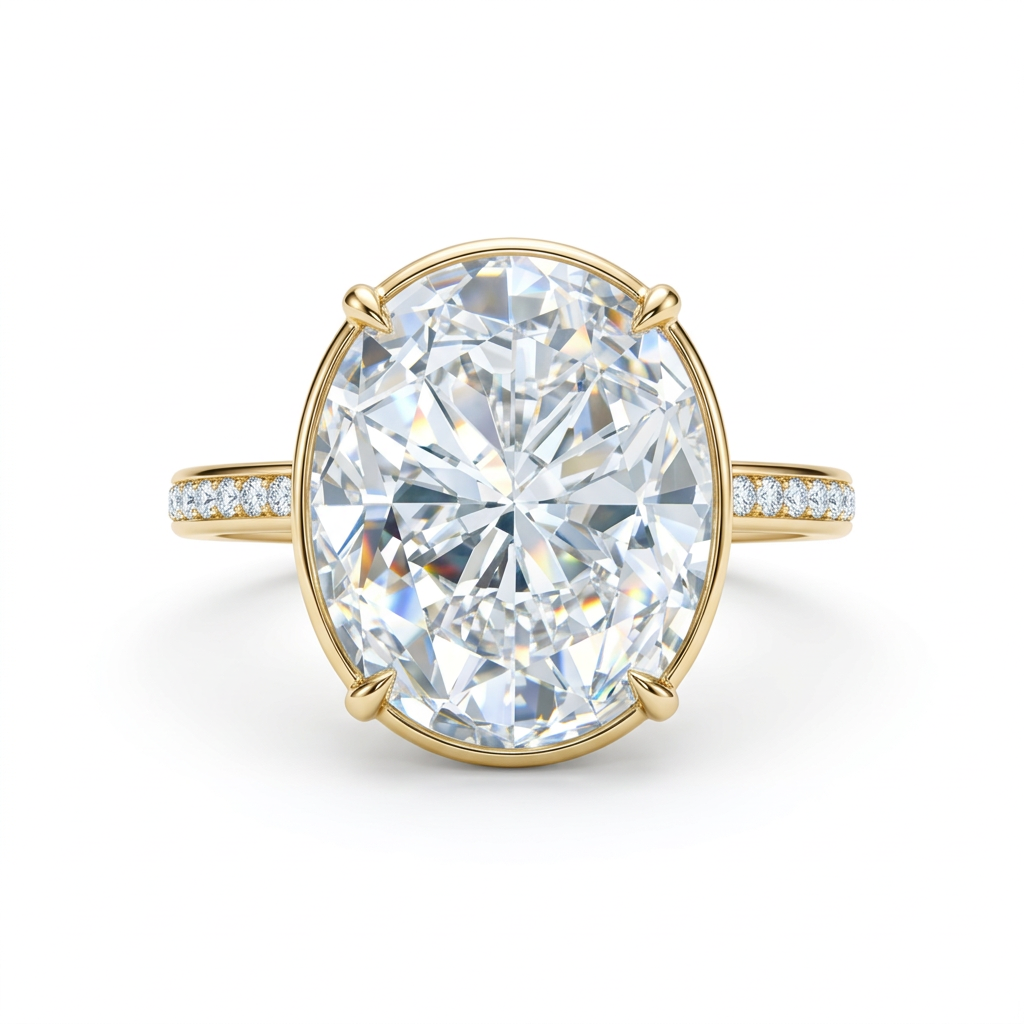 Oval Bezel Pavé Engagement Ring