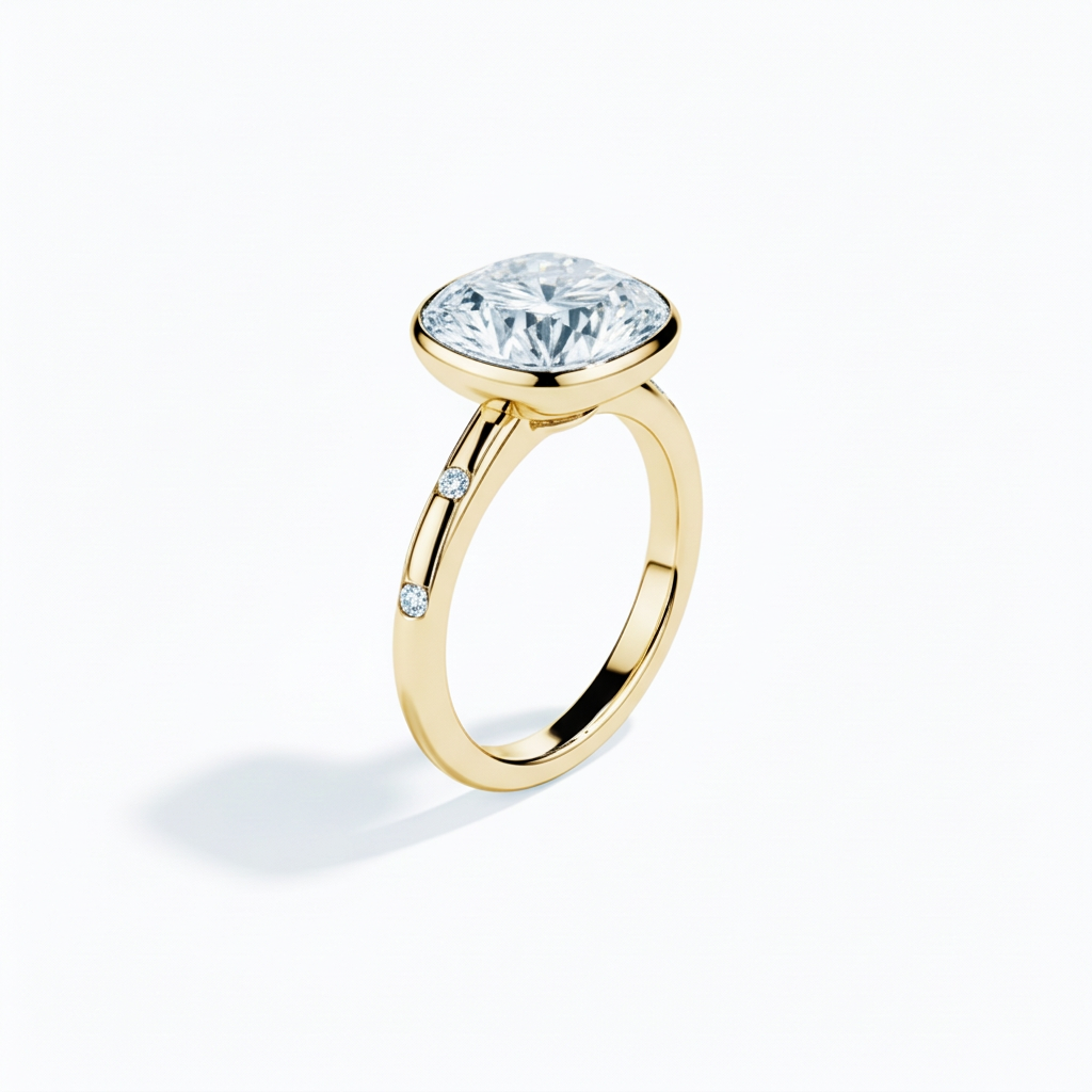 Dainty Cushion Bezel Accent Ring